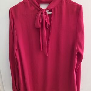 Torrid Vibrant Pink Tie-Neck Blouse